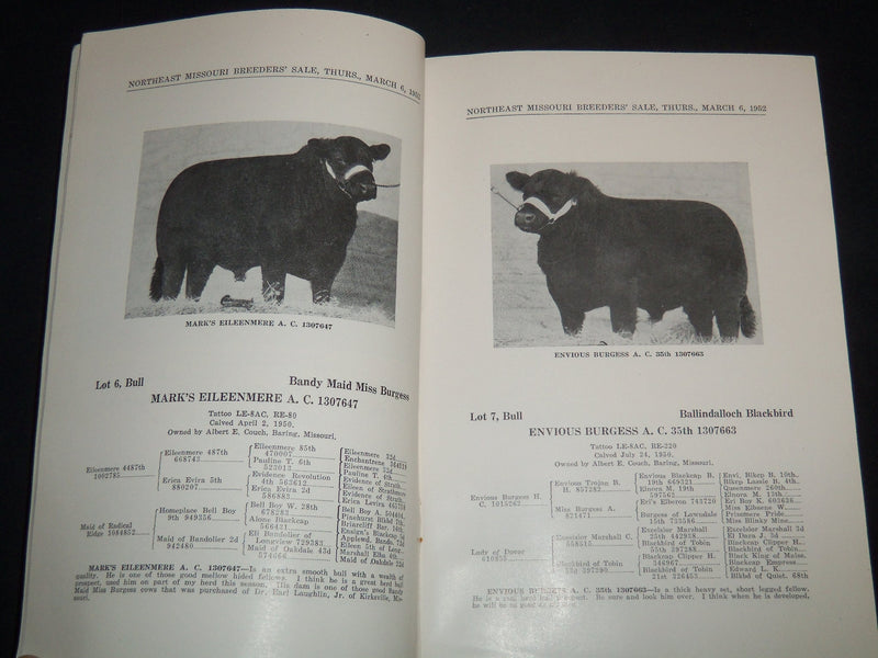 1952 NORTHEAST MISSOURI ABERDEEN-ANGUS BREEDERS' SALE CATALOG - MEMPHIS - J 9102