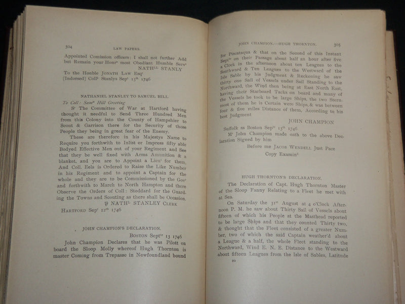 1911 CONNECTICUT HISTORICAL SOCIETY LAW PAPERS VOLUME NO. 2 - KD 6975