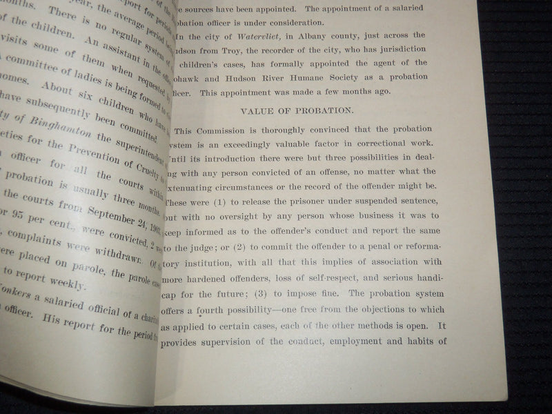 1906 NEW YORK PROBATION COMMISSION REPORT- LAWS OF 1905 - ALBANY - K 3099