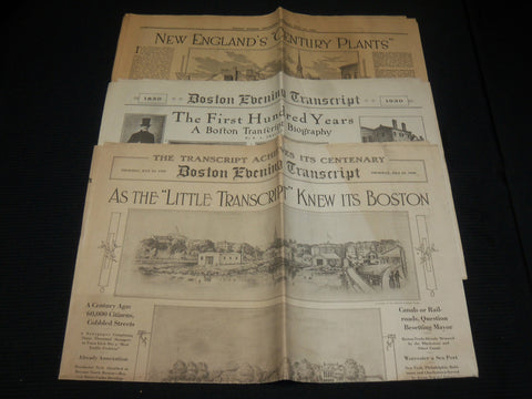 1930 JULY 24 BOSTON EVENING TRANSCRIPT CENTENARY NEWSPAPER LOT OF 3 - NP 4251G