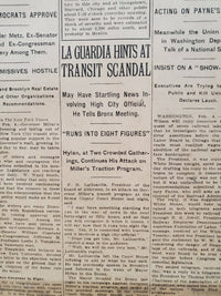 1921 FEBRUARY 5 NEW YORK TIMES - LAGUARDIA HINTS AT TRANSIT SCANDAL - NT 8114