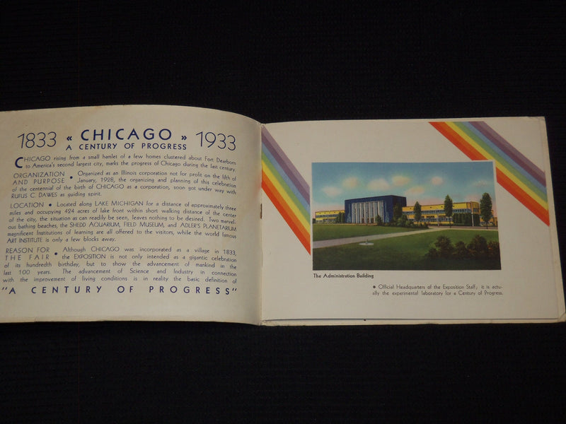 1933 SOUVENIR OF A CENTURY OF PROGESS BOOK & ENVELOPE - J 7336
