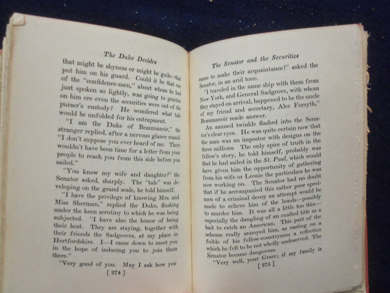 1903 THE DUKE DECIDES HARDCOVER BOOK BY HEADON HILL - KD 8370