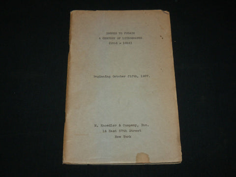 1937 INGRES TO FORAIN - A CENTURY OF LITHOGRAPHS SOFTCOVER BOOK - J 6519