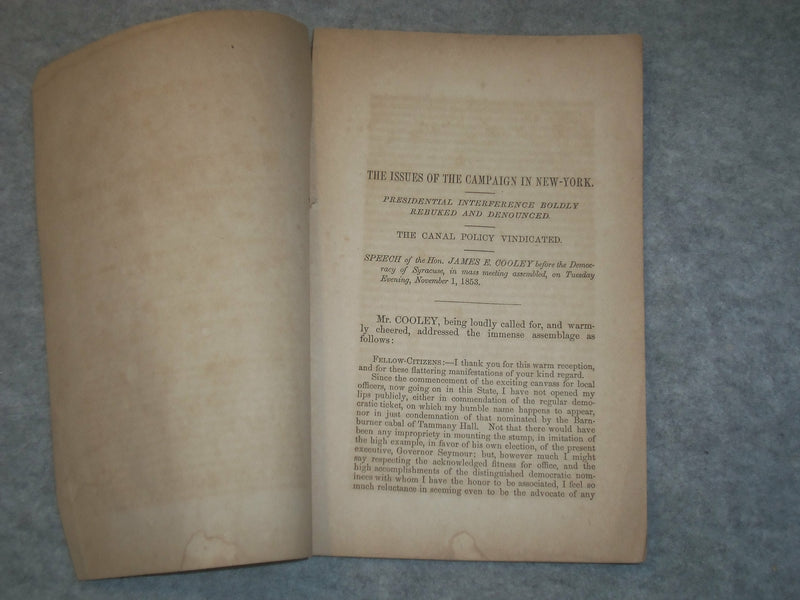 1853 HON. JAMES E. COOLEY DEMOCRACY OF SYRACUSE SPEECH - J 6318