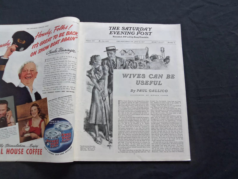 1937 JULY 10 THE SATURDAY EVENING POST MAGAZINE - ILLUSTRATED COVER - SP 1701