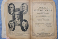 1931 SPALDING'S NCAA COLLLEGE BASEGALL GUIDE - BABE RUTH AD - SOFTCOVER - K 3090