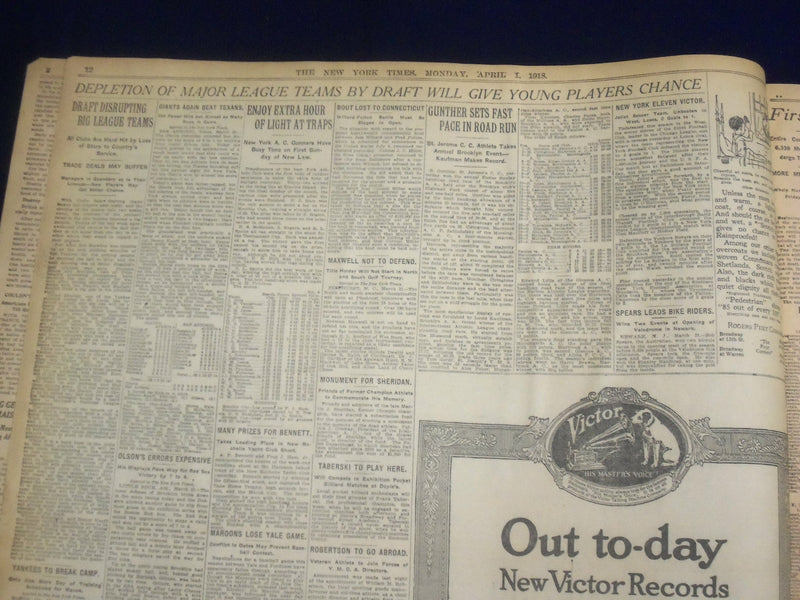 1918 APRIL 1 NEW YORK TIMES -AMERICAN ARMY STARTS FOR BATTLEFRONT - NT 8198