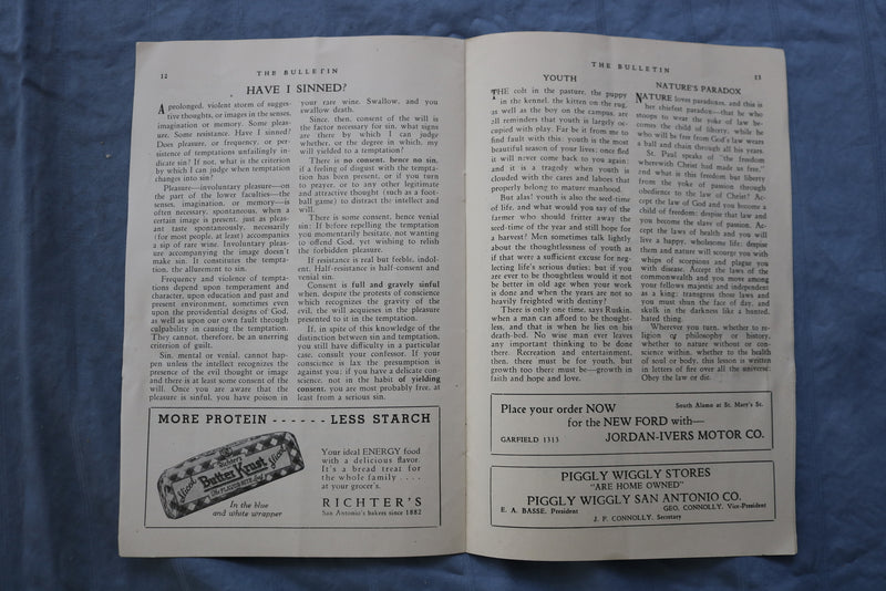 1936 SEPTEMBER THE BULLETIN - ST. MARY'S - SAN ANTONIO - K 723