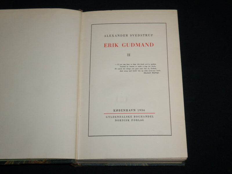 1936 ALEXANDER SVEDSTRUP II HARDCOVER BOOK BY ERIK GUDMAND - KD 7139