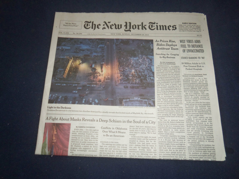2021 DECEMBER 26 NEW YORK TIMES - VIRUS ADDS FUEL TO DEFIANCE OF UNVACCINATED