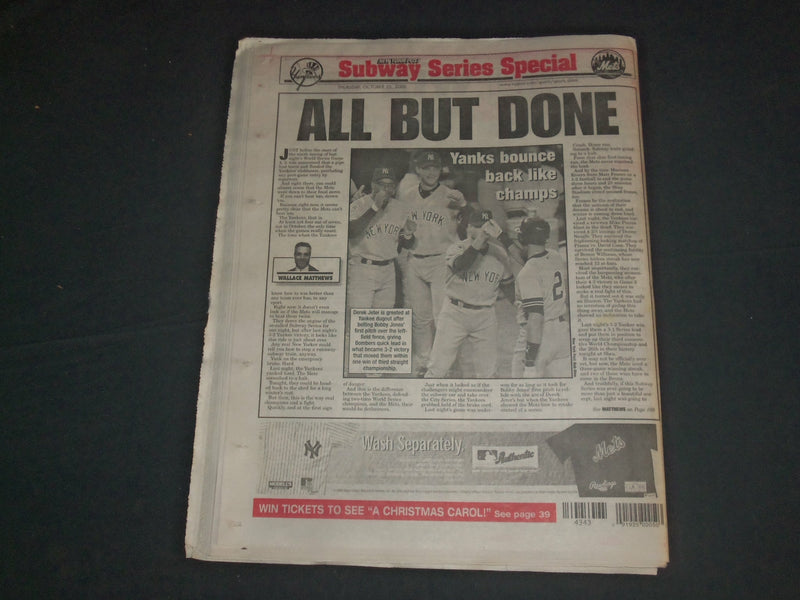 2000 OCT 26 NEW YORK POST NEWSPAPER-YANKEES BEAT METS WORLD SERIES GM 3-NP 4141