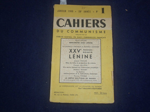 1949 JANUARY CAHIERS DU COMMUNISME - LENINE - FRENCH TEXT - J 6413