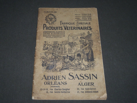 1935 ADRIEN SASSIN PRODUCTS VETERINAIRES FRENCH CATALOGUE - FR 628