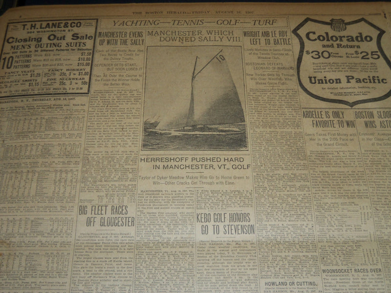 1907 AUGUST 16 THE BOSTON HERALD - 5000 DRIVEN OUT BY FIRE OLD ORCHARD - BH 228