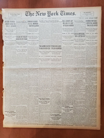 1921 FEBRUARY 18 NEW YORK TIMES - CARUSO IMPROVING; HAS A BETTER DAY - NT 8137