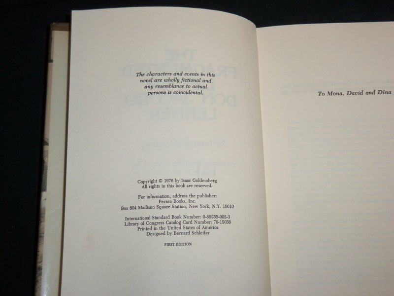 1976 THE FRAGMENTED LIFE OF DON JACOBO LERNER BOOK BY ISAAC GOLDEMBERG - KD 6676