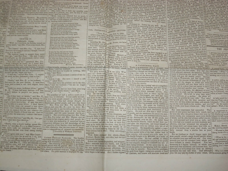 1849 MAY 5 MASSACHUSETTS PLOUGHMAN NEWSPAPER - FREEMONT'S SECOND LETTER- NP 5167