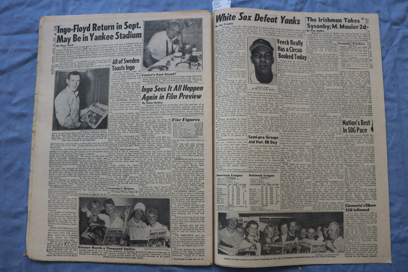 1959 JUNE 28 N.Y. SUNDAY NEWS NEWSPAPER - INGEMAR JOHANSSON CHAMP - NP 9226