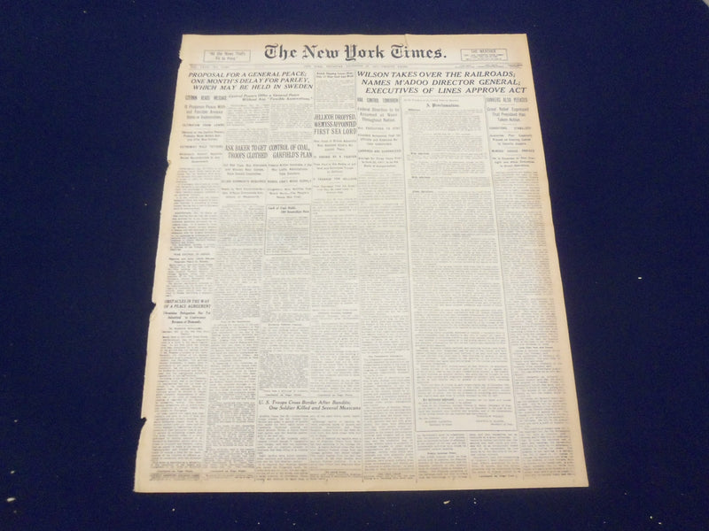 1917 DECEMBER 27 NEW YORK TIMES - WILSON TAKES OVER RAILROADS - NT 8265