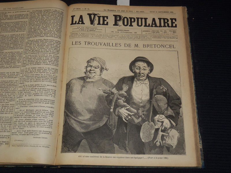 1884 JULY-SEPTEMBER LA VIE POPULAIRE FRENCH MAGAZINE BOUND VOLUME - R 89B