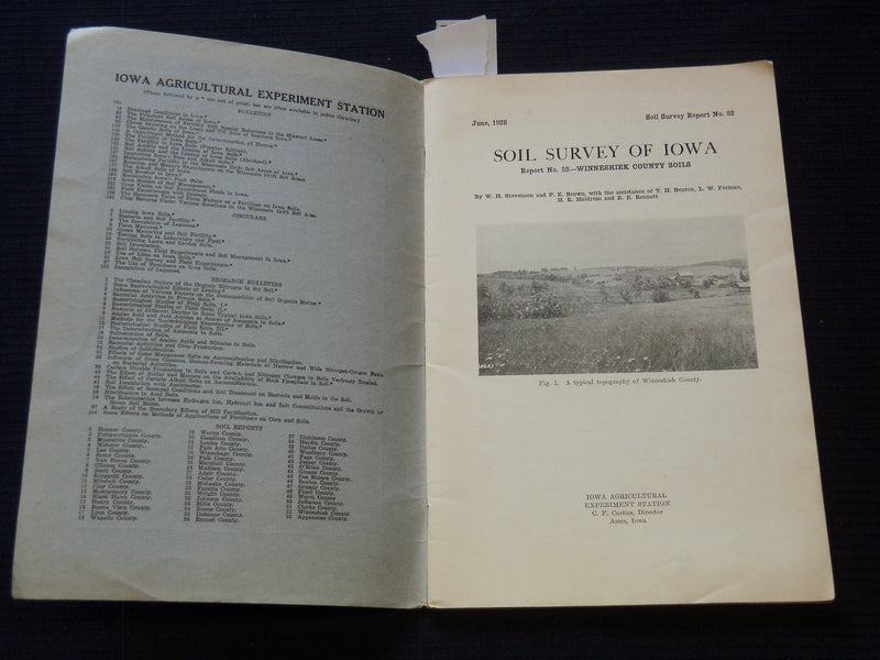 1928 JUNE SOIL SURVEY OF IOWA WINNESHIEK REPORT NO. 52 - AMES IOWA - J 7235