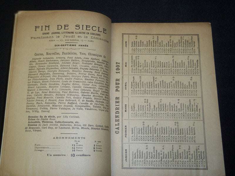 1907 ALMANACH DU FIN DE SIECLE BOOK - FRENCH - NICE ILLUSTRATIONS - J 5478