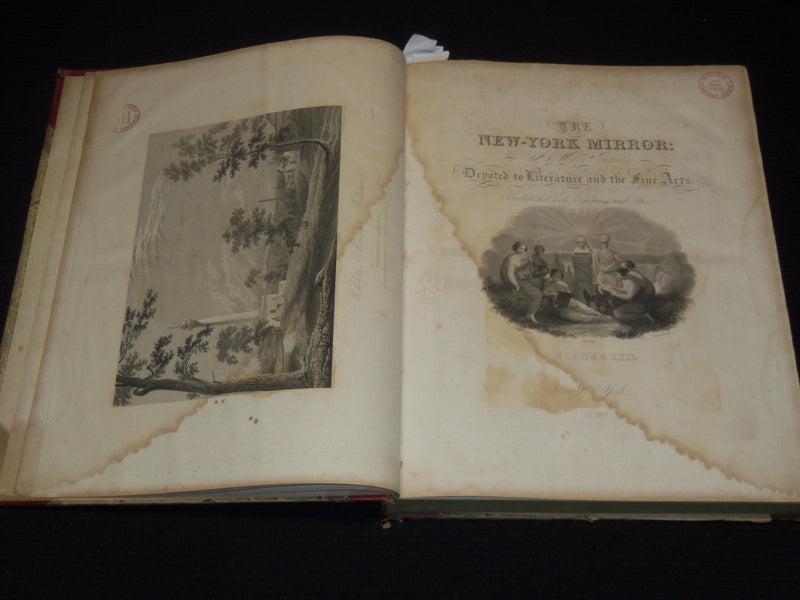 1835-1836 NEW YORK MIRROR AND LADIES GAZETTE BOUND VOLUME - ENGRAVINGS - R 89S