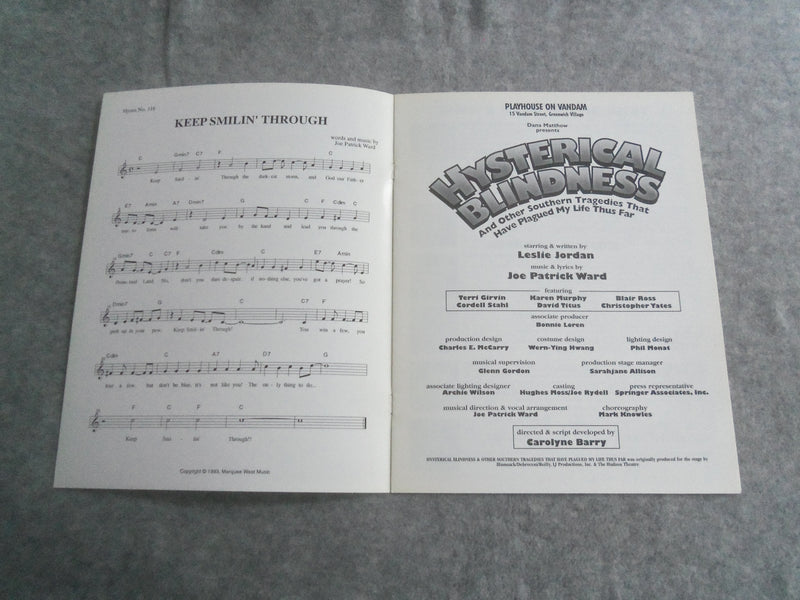 1994 HYSTERICAL BLINDNESS OFF BROADWAY PROGRAM - PLAYHOUSE ON VANDAM - J 7651