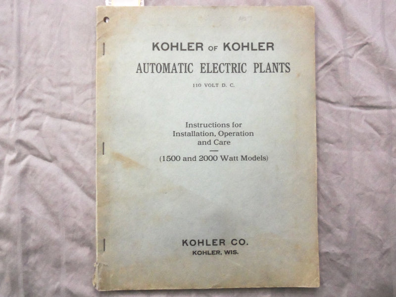 1926-1927 KOHLER OF KOHLER ELECTRIC PLANTS CATALOGS - LOT OF 3 - K 253