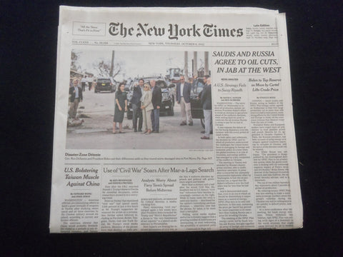 2022 OCT 6 NEW YORK TIMES - SAUIDS AND RUSSIA AGREE TO OIL CUTS, IN JAB AT WEST