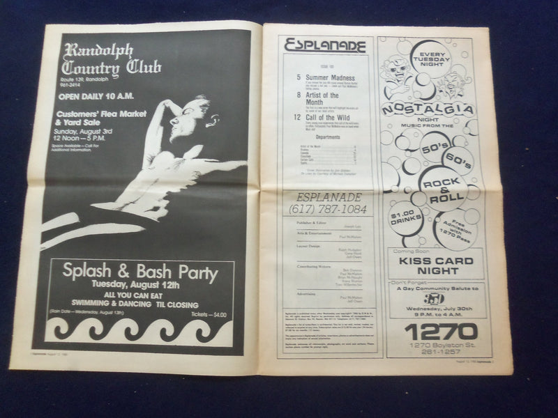 1980 AUGUST 13 ESPLANADE NEWSPAPER - SUMMER MADNESS-ARTIST OF THE MONTH- NP 6834