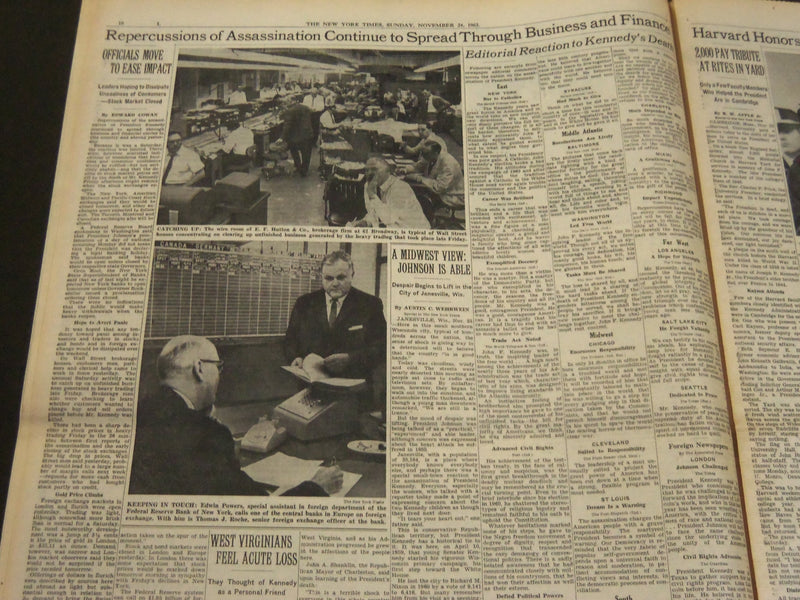 1963 NOVEMBER 24 NEW YORK TIMES - KENNEDY'S BODY LIES IN WHITE HOUSE - NT 7172