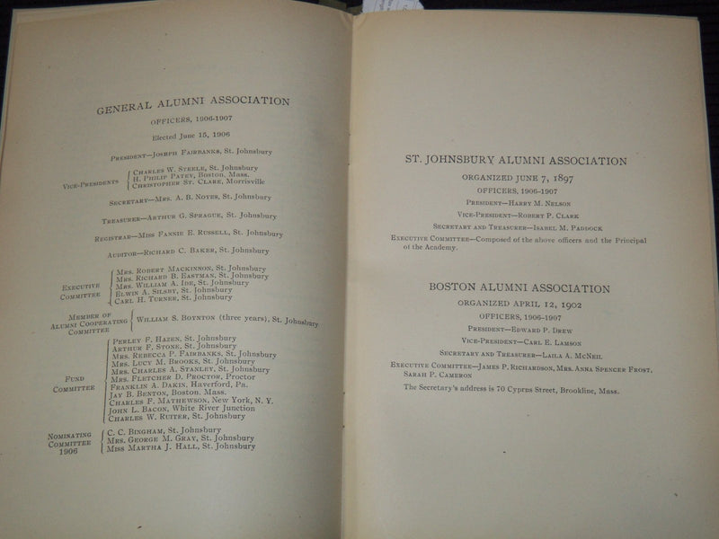 1906 ST. JOHNSBURY ACADEMY CATALOGUE - ST. JOHNSBURY, VERMONT - K 3109