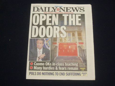2020 AUGUST 8 NEW YORK DAILY NEWS NEWSPAPER - GOV. CUOMO OKs OPENING NYC SCHOOLS