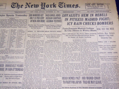 1936 NOV 22 NEW YORK TIMES - LOYALISTS IN REBELS, DIEGO RIVERA ARRESTED- NT 1856