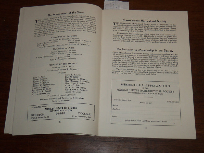 1953 MARCH NEW ENGLAND SPRING FLOWER SHOW 82ND ANNUAL PROGRAM - K 1202