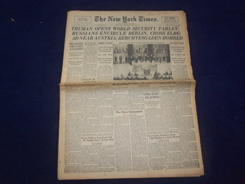 1945 APRIL 26 NEW YORK TIMES - TRUMAN OPESN WORLD SECURITY PARLEY - NP 6703