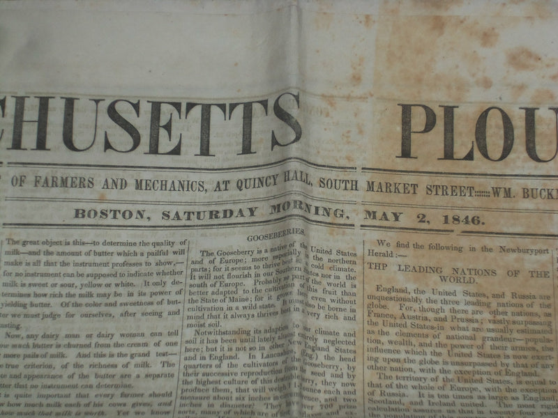 1846 MAY 2 MASSACHUSETTS PLOUGHMAN - EVERETT INAUGURATED AT HARVARD - NP 5123