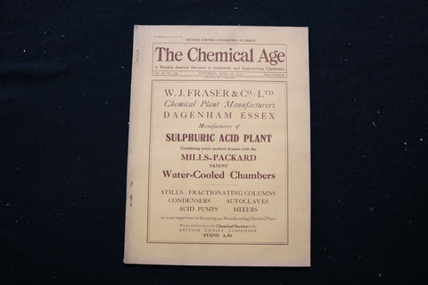 1924 APRIL 26 THE CHEMICAL AGE MAGAZINE - SULPHURIC ACID PLANT COVER - SP 4190U