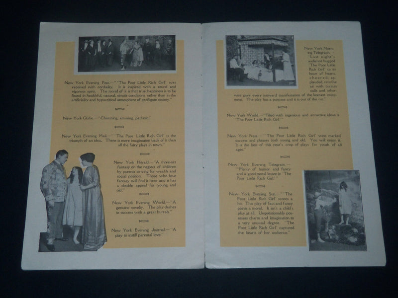 1913 THE POOR LITTLE RICH GIRL PROGRAM - KLAW AND ERLANGER - J 4219