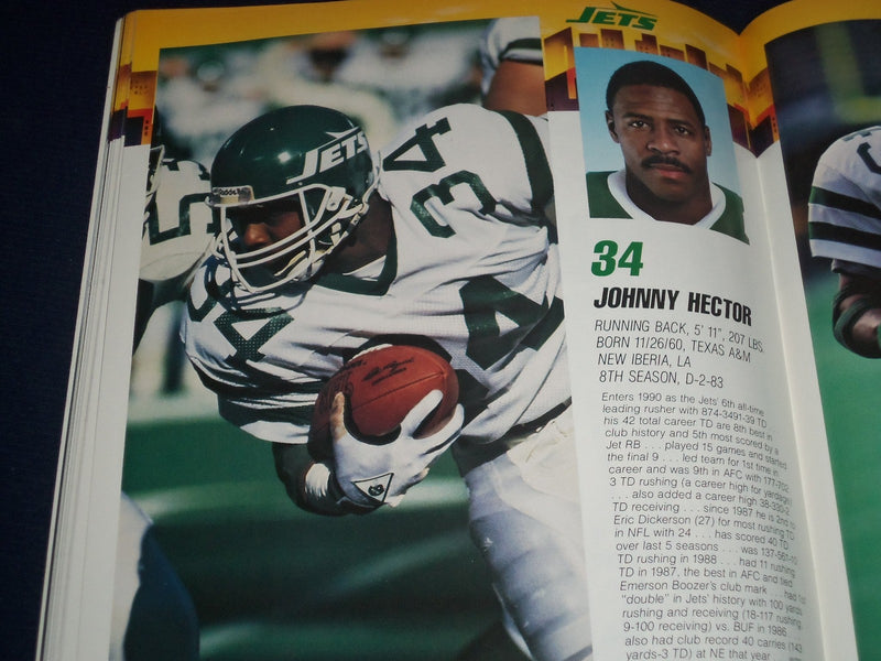 1990 NEW YORK JETS OFFICIAL TEAM YEARBOOK NEW DAY IN NY - GREAT PHOTOS - J 394