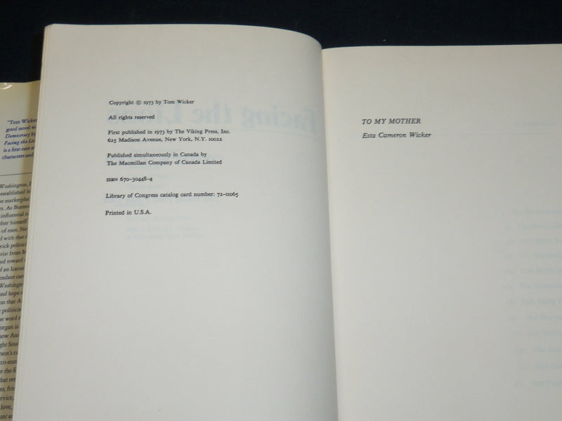 1973 FACING THE LIONS BOOK INSCRIBED BY TOM WICKER - FIRST EDITION - D 505