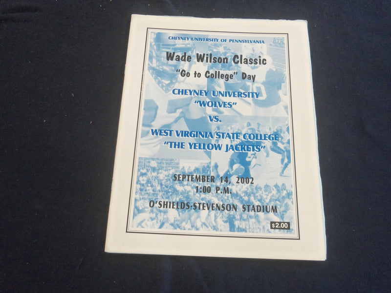 2002 SEP 14 FOOTBALL PROGRAM-CHEYNEY UNIVERSITY VS. W.V. STATE COLLEGE- ST 6583T