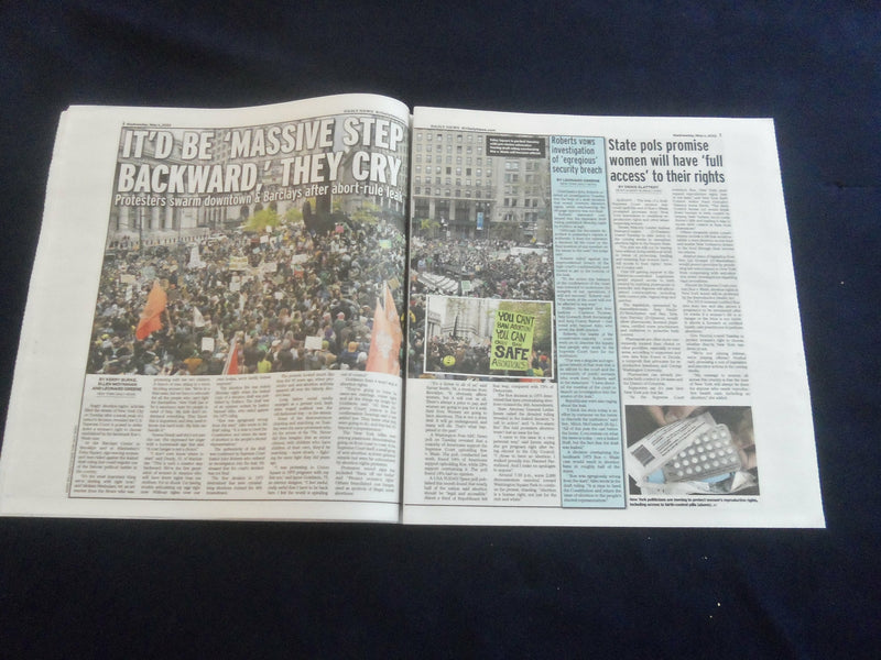 2022 MAY 4 NEW YORK DAILY NEWS NEWSPAPER- ROE V. WADE SUPREME COURT DRAFT RULING