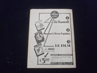 1939 JULY 29 LE SAMEDI MAGAZINE - SHIRELY TEMPLE COVER - FRENCH TEXT - B 439X