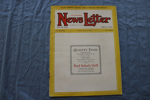 1928 JANUARY 28 SAN FRANCISCO NEWS LETTER MAGAZINE - AUTO SHOW - ST 5509N
