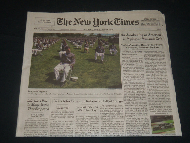 2020 JUNE 14 NEW YORK TIMES FULL-AWAKENING IN AMERICA IS PRYING AT RACISM'S GRIP