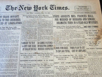 1926 JULY 29 NEW YORK TIMES - STATE ARRESTS FRANCES HALL FOR MURDER - NT 6596