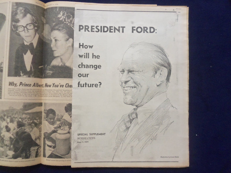 1974 AUG 11 NEW YORK DAILY NEWS NEWSPAPER - FORD KEEPS NIXON'S CABINET - NP 6451